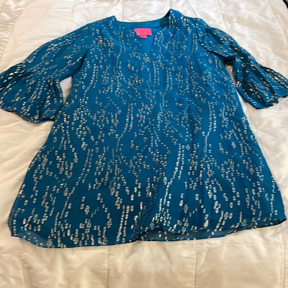 Lilly Pulitzer Woman’s Teal and Gold dress size Large